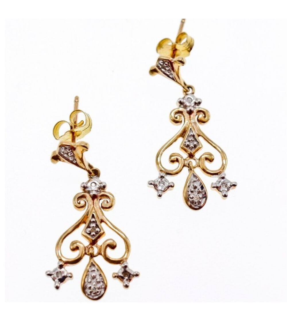 10K Yellow Gold Diamonds Earrings